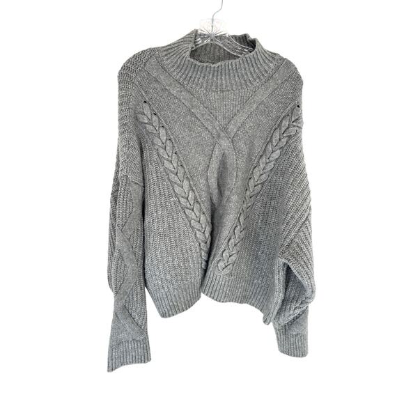 Elizabeth and James Sweater Gray Cable Knit Mockneck Plus Soft Cozy Size XXL - Picture 1 of 11